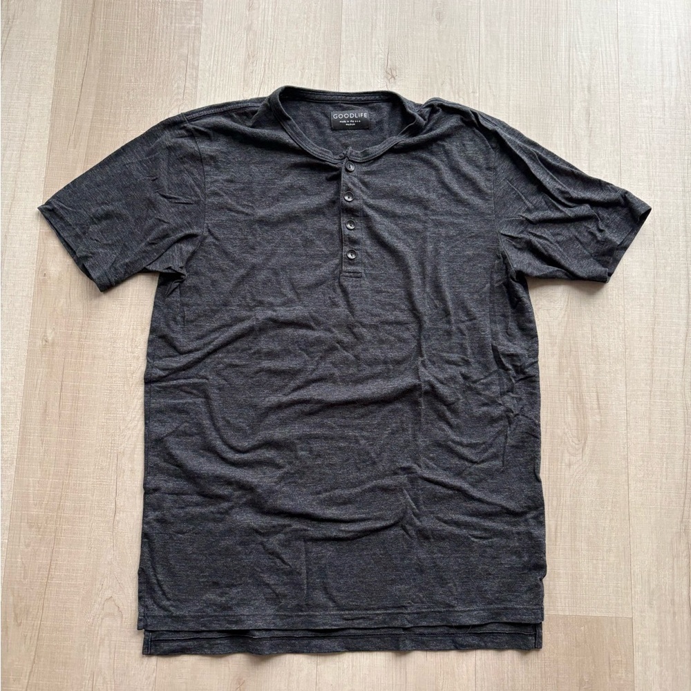 Goodlife Men's Charcoal Henley Shirt